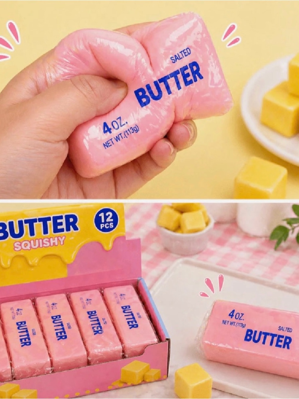 BUTTER Squishy Stress Toy - Pink 1 PC